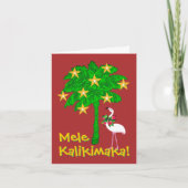 Tropical Palm Tree White Flamingo Personalized Feestdagen Kaart (Voorkant)