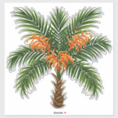 Tropical Palm Tree With Bright Orange Flowers Sticker (Vel)