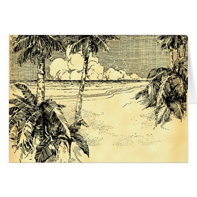 Tropical Palm Trees Beach  kunst Kaart (Voorkant Horizontaal)