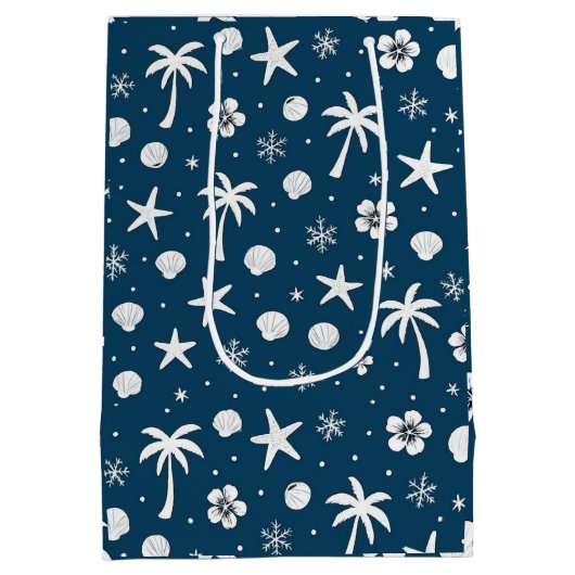 Tropical Palm Trees Coastal Christmas Medium Cadeauzakje (Achterkant)