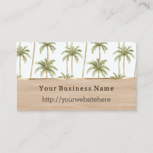Tropical Palm Trees Cream Business name website Visitekaartje (Voorkant)