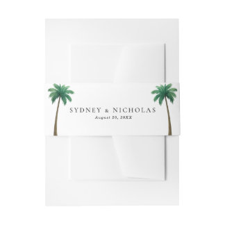 Tropical Palm Trees Minimal Beach Wedding Uitnodigingen Wikkel