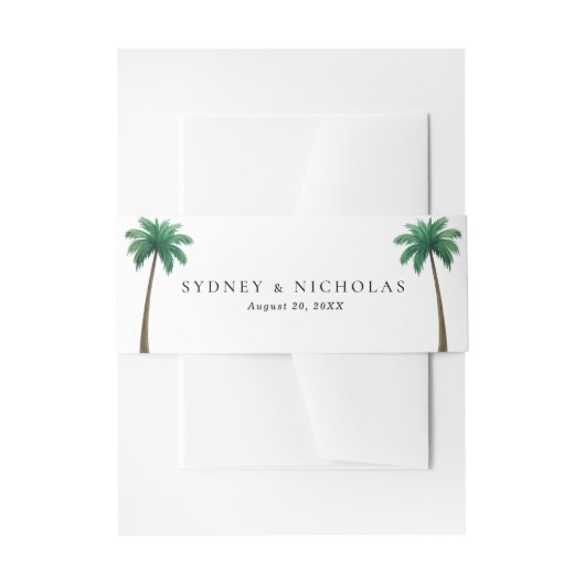 Tropical Palm Trees Minimal Beach Wedding Uitnodigingen Wikkel (Voorkant Voorbeeld)