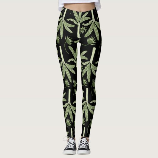 Tropical palm trees seamless pattern leggings (Voorkant)