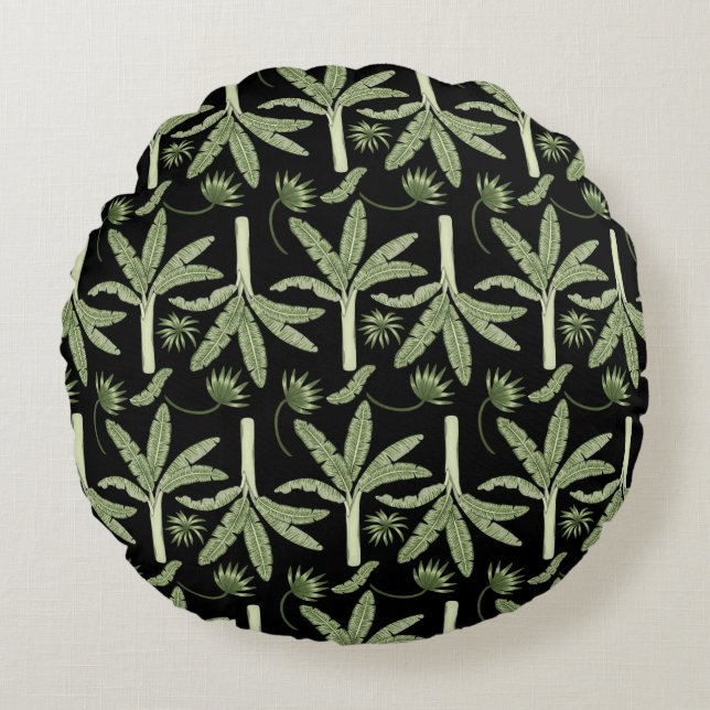 Tropical palm trees seamless pattern rond kussen (Voorkant)