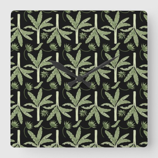 Tropical palm trees seamless pattern vierkante klok (Voorkant)