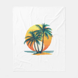 Tropical Palm Trees with Vibrant Sunset Fleece Deken
