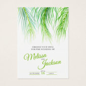 Tropical palm wedding meal choice small cards (Devant)