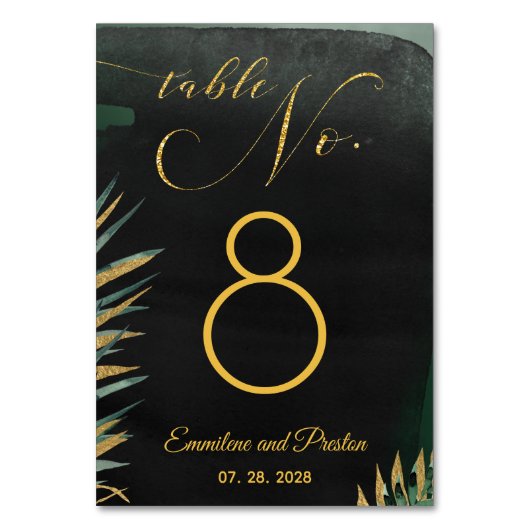 Tropical Palm Wedding Table Number Kaart (Voorkant)