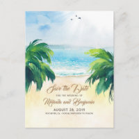 Tropical Palms Beach Romantisch Save the Date