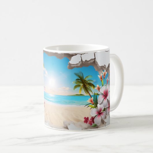 Tropical Paradise Beach 3D Mug (Devant droit)
