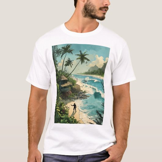 Tropical Paradise Beach Scene T-shirt (Voorkant)