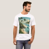 Tropical Paradise Beach Scene T-shirt (Voorkant volledig)