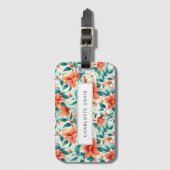 Tropical Paradise Bloemenprint Zwart Script Bagagelabel (Voorkant (verticaal))