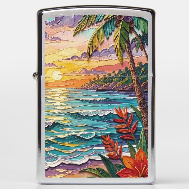 Tropical Paradise | Coastal Beach Scene Impasto (Voorkant)