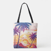 Tropical Paradise Cool Digital Art Monogram Draagtas (Achterkant)