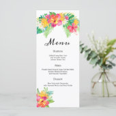 Tropical Paradise Foliage Bruiloft Receptie menu (Staand voorkant)