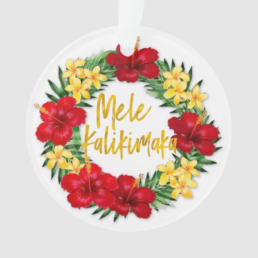 Tropical Paradise Hawaiian Holiday Wreath Ornament (voorkant)