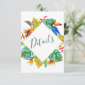 Tropical Paradise Krans Details Bruiloft Enclosure Informatiekaartje (Staand voorkant)
