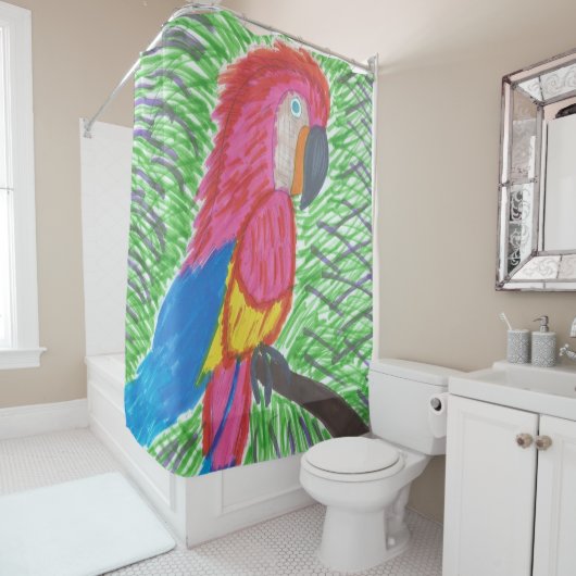 Tropical Paradise Macaw Douche Rideau (En situation)