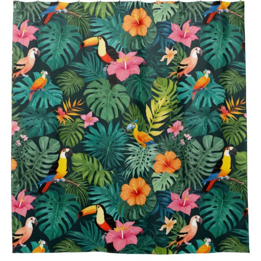 Tropical Paradise Oerwoud Pattern Douchegordijn (Voorkant)