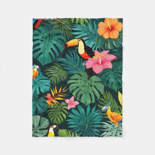 Tropical Paradise Oerwoud Pattern Fleece Deken (Voorkant)