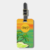 Tropical Paradise Orange Sunset Personalized Bagagelabel (Voorkant verticaal)