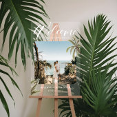 Tropical Paradise Palm Trees Trouwfoto Welkom Acryl Bord