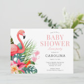 Tropical Paradise Roze Baby shower Kaart (Staand voorkant)