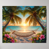 Tropical Paradise Sunset - Relaxing Beach Uitzicht Poster (Voorkant)