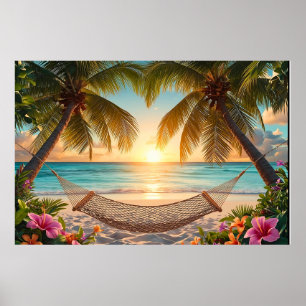 Tropical Paradise Sunset - Relaxing Beach Uitzicht Poster