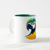 Tropical Parrot Illustration Tweekleurige Koffiemok (Voorkant links)