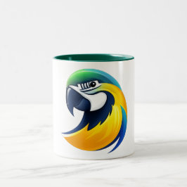 Tropical Parrot Illustration Tweekleurige Koffiemok