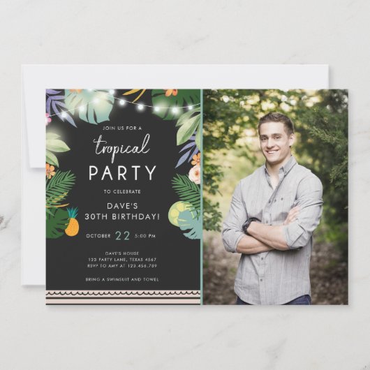 Tropical Party Luau Aloha Man Invitation d'anniver (Devant)