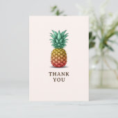 Tropical party retro pineapple bedankkaart (Staand voorkant)