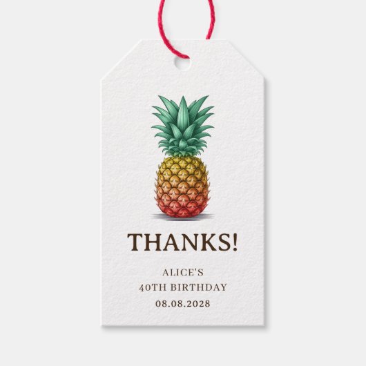 Tropical party with retro pineapple cadeaulabel (Voorkant)
