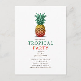 Tropical Party with retro pineapple Invitation Briefkaart