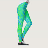 Tropical Pattern, Line Round Curve, Blue Turquoise Leggings (Rechts)