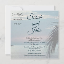 Tropical Photo Christian Wedding Invitation Kaart