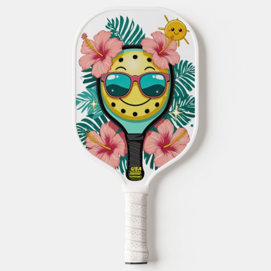 Tropical Pickleball Fun – Schattige Kawaii Paddle (Voorkant)