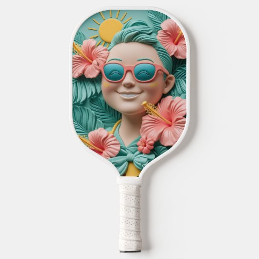Tropical Pickleball Fun – Schattige Paddle Design (Voorkant)