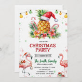 Tropical Pineapple Christmas Invitation (Devant / Derrière)