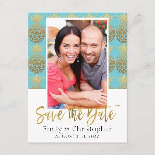 Tropical Pineapple Photo Sla de datum Kaart (Voorkant)
