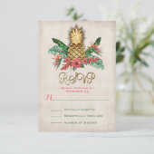 Tropical Pineapple RSVP kaarten (Staand voorkant)