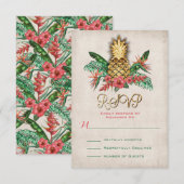 Tropical Pineapple RSVP kaarten Kaartje (Voorkant / Achterkant)