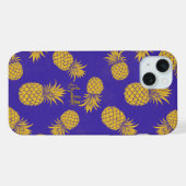 Tropical Pineapple with Name – Watercolor Style iPhone Hoesje (Achterkant horizontaal)
