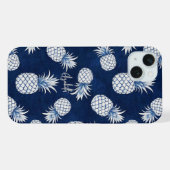 Tropical Pineapple with Name – Watercolor Style iPhone Hoesje (Achterkant horizontaal)