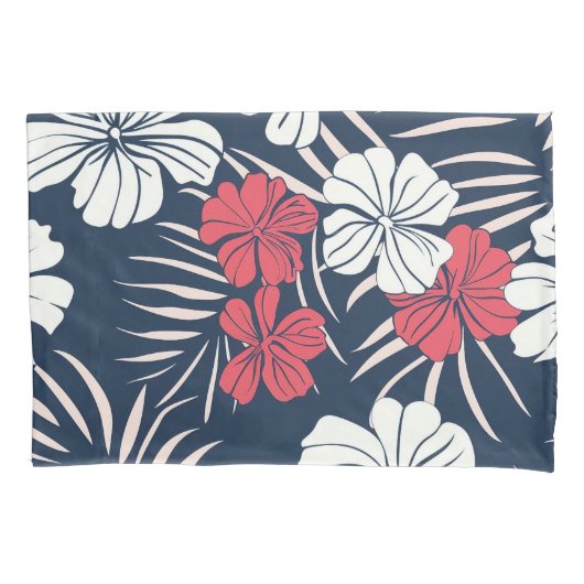 Tropical Pink and Navy Floral Kussensloop (Voorkant)