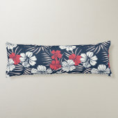 Tropical Pink and Navy Floral Lichaamskussen (Achterkant)