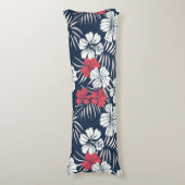 Tropical Pink and Navy Floral Lichaamskussen (Voorkant Verticaal)